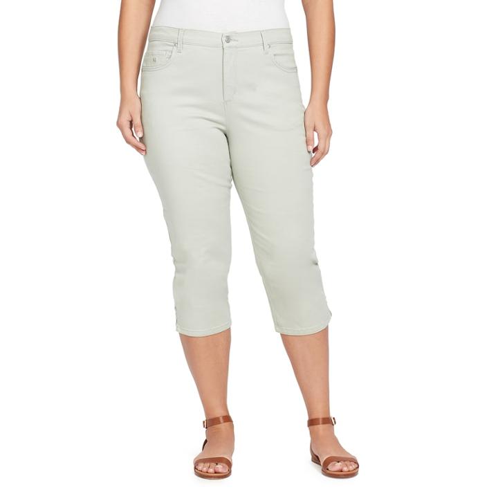 Plus Size Gloria Vanderbilt Amanda Twill Capris, Women's, Size: 24 W, Lt Green
