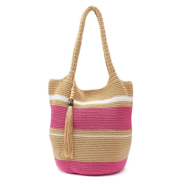 Sonoma Goods For Life&trade; Crochet Striped Bucket Bag, Women's, Pink