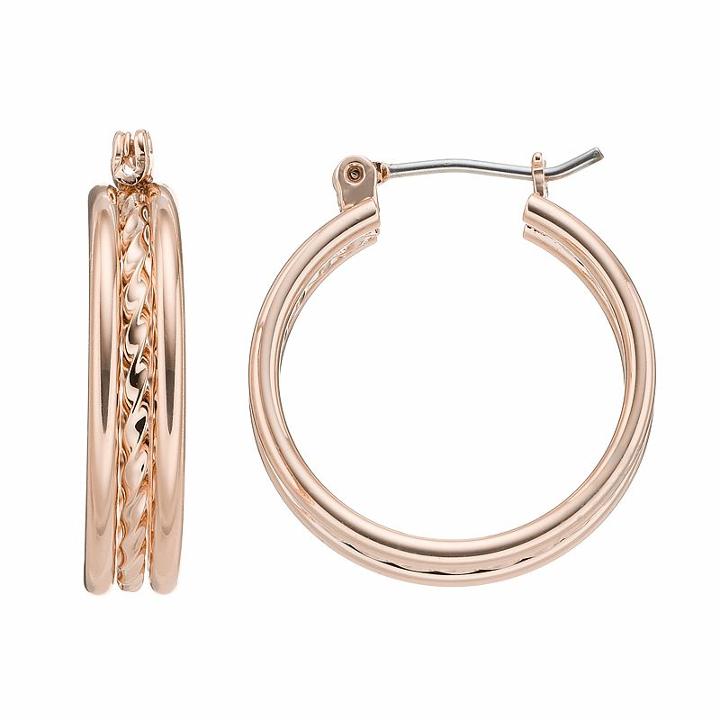 Apt. 9&reg; Twisted Rope Nickel Free Hoop Earrings, Women's, Pink