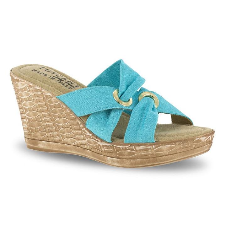 Tuscany By Easy Street Solaro Women's Wedge Sandals, Size: 8.5 Wide, Turquoise/blue (turq/aqua)