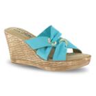 Tuscany By Easy Street Solaro Women's Wedge Sandals, Size: 8.5 Wide, Turquoise/blue (turq/aqua)