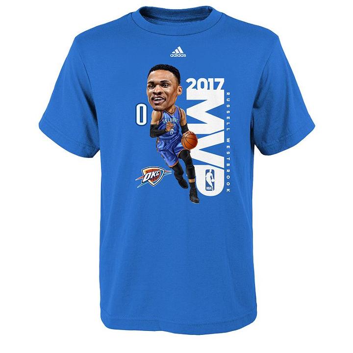 Boys 8-20 Adidas Oklahoma City Thunder Russell Westbrook League Mvp Tee, Size: Xl(18/20), Blue