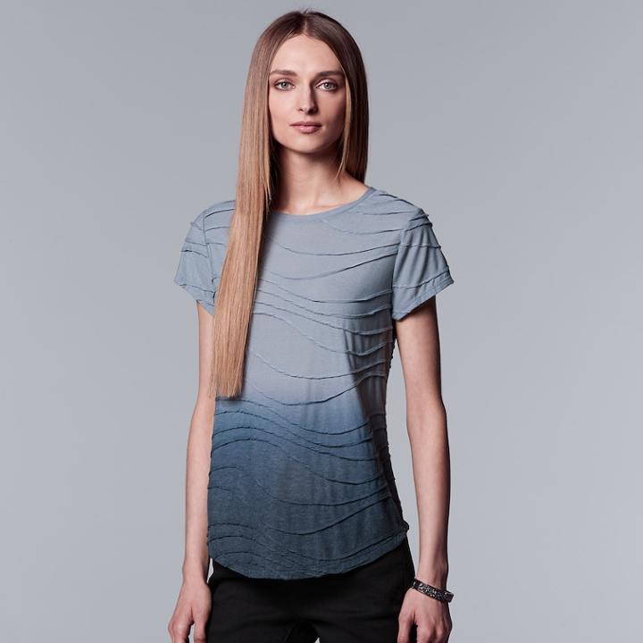 Women's Simply Vera Vera Wang Essential Windy Jacquard Tee, Size: Large, Drk Purple