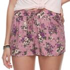 Juniors' Pink Republic Print Soft Shorts, Teens, Size: Small, Med Purple