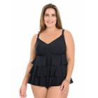 Plus Size Croft & Barrow&reg; Tummy Slimmer Tiered Swimdress, Women's, Size: 24 W, Black