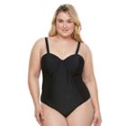 Plus Size Paramour Underwire Mesh-side One-piece Swimsuit, Women's, Size: 3xl, Black