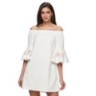 Women's Jennifer Lopez Embroidered Off-the-shoulder Dress, Size: Xl, White