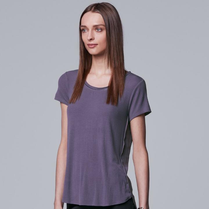 Women's Simply Vera Vera Wang Ribbed Tee, Size: Xs, Med Purple