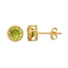 14k Gold Over Silver Peridot Stud Earrings, Women's, Green