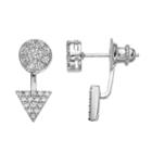 Fleur Cubic Zirconia Circle & Triangle Front-back Earrings, Women's, Grey