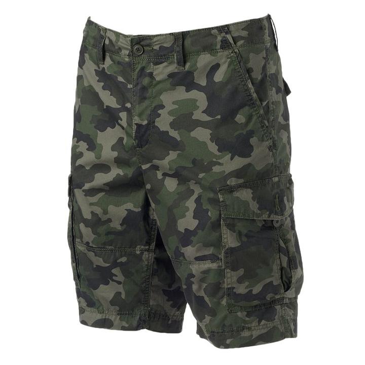 Men's Sonoma Goods For Life&trade; Lightweight Herringbone Camo Cargo Shorts, Size: 30, Med Green