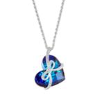Blue Crystal Heart Pendant Necklace, Women's