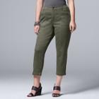 Plus Size Simply Vera Vera Wang Twill Ankle Pants, Women's, Size: 18 W, Green