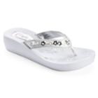 Candie's&reg; Women's Floral Simulated Pearl Wedge Flip-flops, Size: Small, White