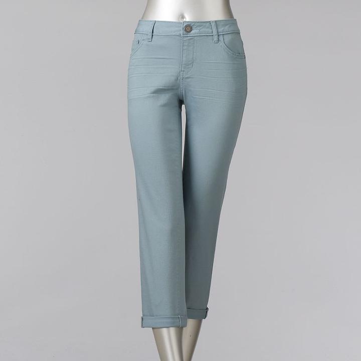 Women's Simply Vera Vera Wang Color Cuffed Capri Jeans, Size: 14, Med Grey
