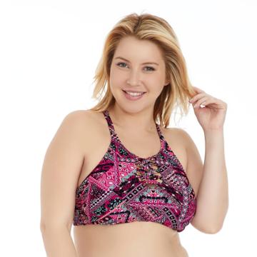 Plus Size Island Soul Curve Geometric Bikini Top, Women's, Size: 3xl, Zig Zag