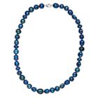 Freshwater By Honora Dyed Freshwater Cultured Pearl Necklace In Sterling Silver (9-11 Mm), Women's, Size: 18, Blue