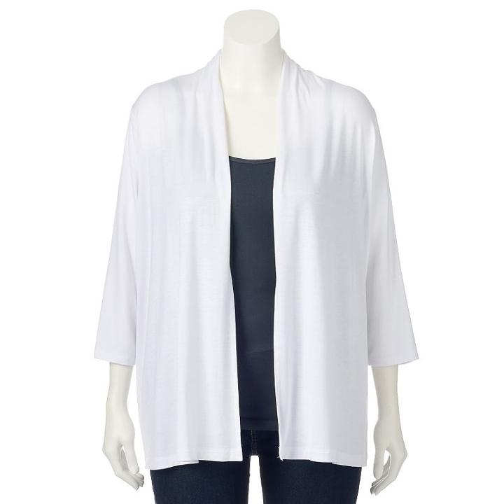 Plus Size Croft & Barrow&reg; Open-front Cardigan, Women's, Size: 3xl, White
