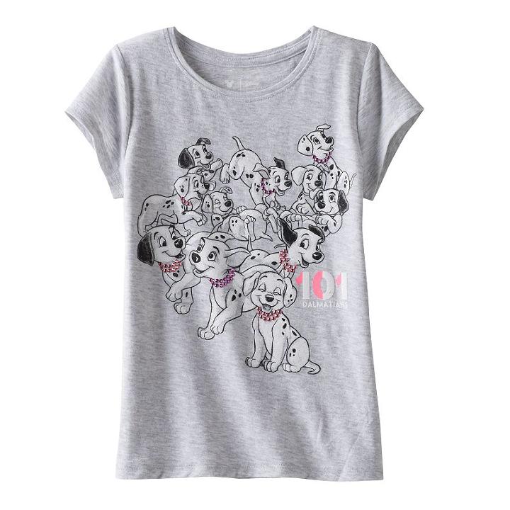 Disney's 101 Dalmations Girls 4-7 Glitter Tee By Jumping Beans&reg;, Girl's, Size: 5, Light Grey
