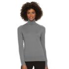 Women's Chaps Solid Turtleneck, Size: Xs, Light Grey