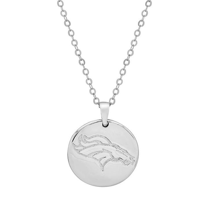 Denver Broncos Sterling Silver Reversible Pendant Necklace, Women's, Size: 18
