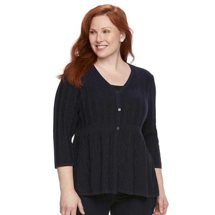 Plus Size Croft & Barrow&reg; Textured Swing Cardigan, Women's, Size: 2xl, Blue (navy)