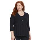 Plus Size Croft & Barrow&reg; Textured Swing Cardigan, Women's, Size: 2xl, Blue (navy)