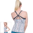 Women's Soybu Starburst Printed Crossback Yoga Tank, Size: Medium, Light Grey