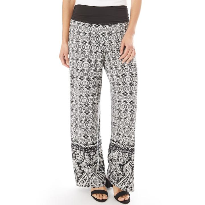 Women's Apt. 9&reg; Print Palazzo Pant, Size: Small, Black White Geo