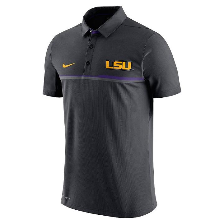 Men's Nike Lsu Tigers Elite Coaches Dri-fit Performance Polo, Size: Small, Ovrfl Oth
