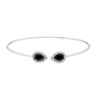 Sterling Silver Onyx & Lab-created White Sapphire Halo Cuff Bracelet, Women's, Size: 6.5, Black