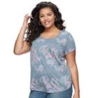 Juniors' Plus Size Mudd&reg; Roadtrip Scoopneck Tee, Teens, Size: 1xl, Light Blue