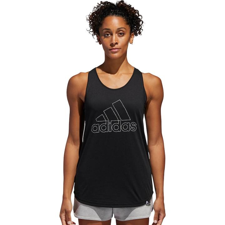 Women's Adidas Essential Badge Of Sport Graphic Tank, Size: Xs, Black