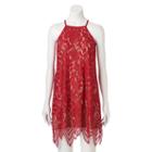Juniors' Love, Fire High-neck Lace Dress, Girl's, Size: Small, Brt Red