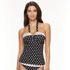 Women's Apt. 9&reg; Polka Dot Halterkini Top, Size: Large, Oxford