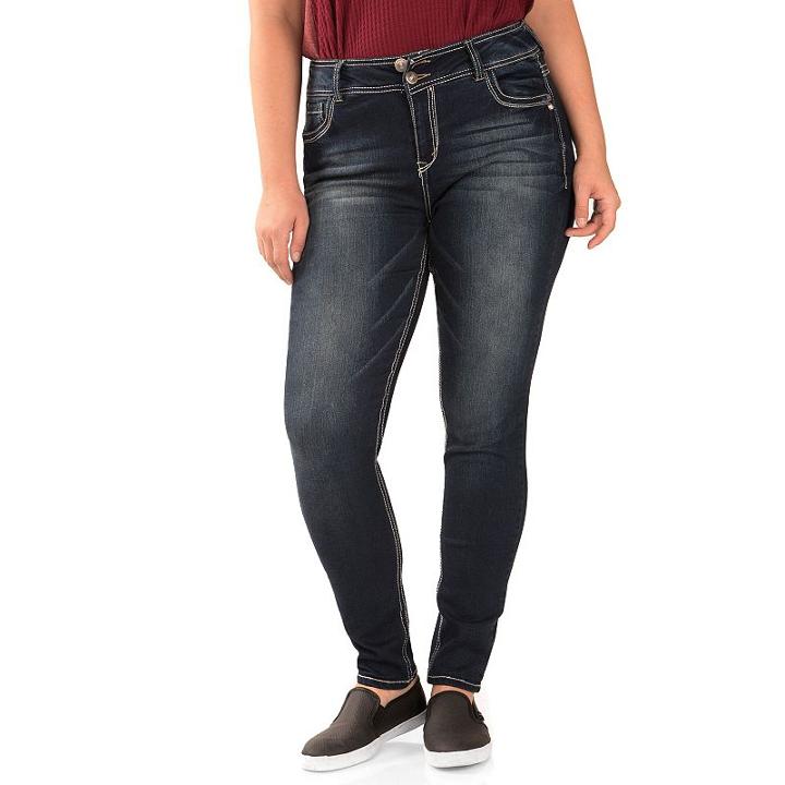 Juniors' Plus Size Wallflower Luscious Curvy Skinny Jeans, Girl's, Size: 16 W, Brt Yellow