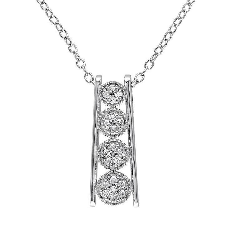1/10 Carat T.w. Diamond Sterling Silver Ladder Pendant Necklace, Women's, Size: 18, White