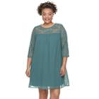 Juniors' Plus Size Lily Rose Lace Shift Dress, Teens, Size: 3xl, Lt Green