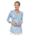 Women's Croft & Barrow&reg; Pleated Henley Top, Size: Xxl, Light Blue