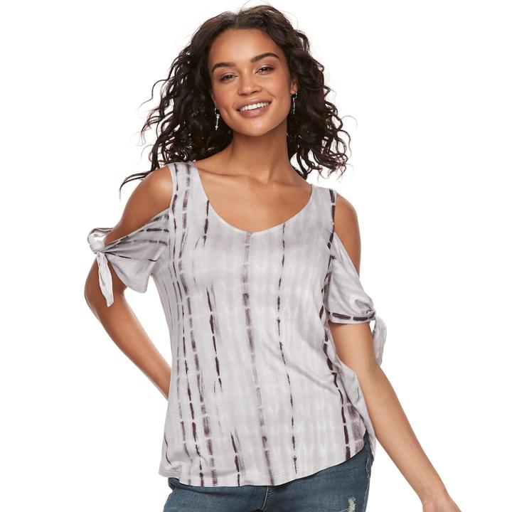 Juniors' Cloud Chaser Knotted Cold-shoulder Top, Teens, Size: Xl, Dark Brown