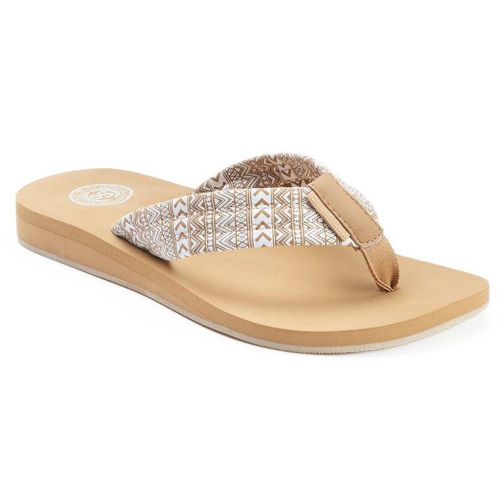 So&reg; Women's Patterned Thong Flip-flops, Size: Medium, Med Beige