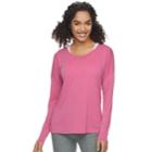 Women's Tek Gear&reg; Drapey Split-back Long Sleeve Tee, Size: Medium, Med Pink