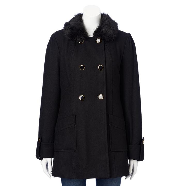 Women's Excelled Wool-blend Walker Coat, Size: Small, Black
