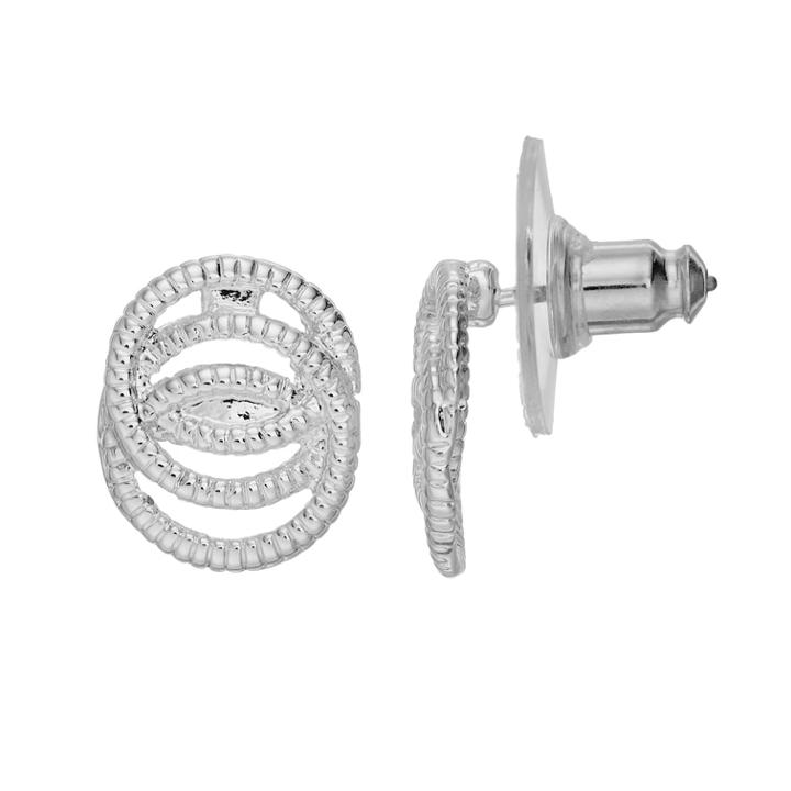 Dana Buchman Silver Plated Triple Ring Stud Earrings, Women's