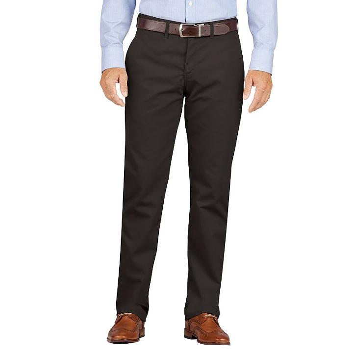 Men's Dickies Slim-fit Wrinkle-resistant Khaki Dress Pants, Size: 32x34, Black