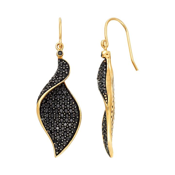 Sophie Miller Cubic Zirconia 14k Gold Over Silver Marquise Drop Earrings, Women's, Black