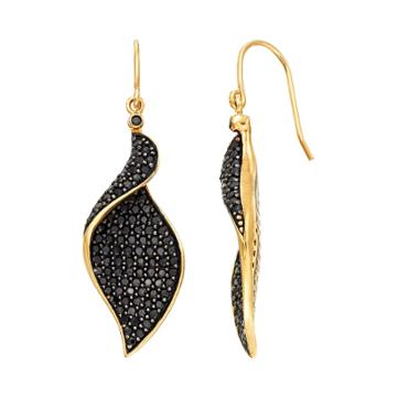 Sophie Miller Cubic Zirconia 14k Gold Over Silver Marquise Drop Earrings, Women's, Black