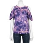 Juniors' Grayson Threads Tie-dye Cold-shoulder Top, Teens, Size: Xs, Drk Purple