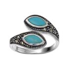 Silver Luxuries Simulated Turquoise Bypass Ring, Women's, Size: 9, Grey
