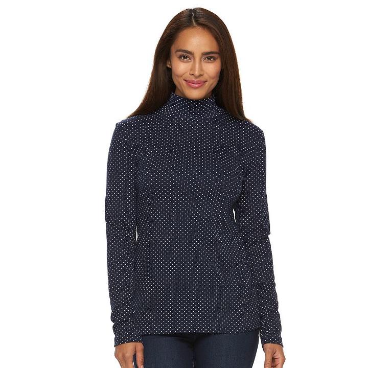 Women's Croft & Barrow&reg; Essential Mockneck Top, Size: Xl, Blue